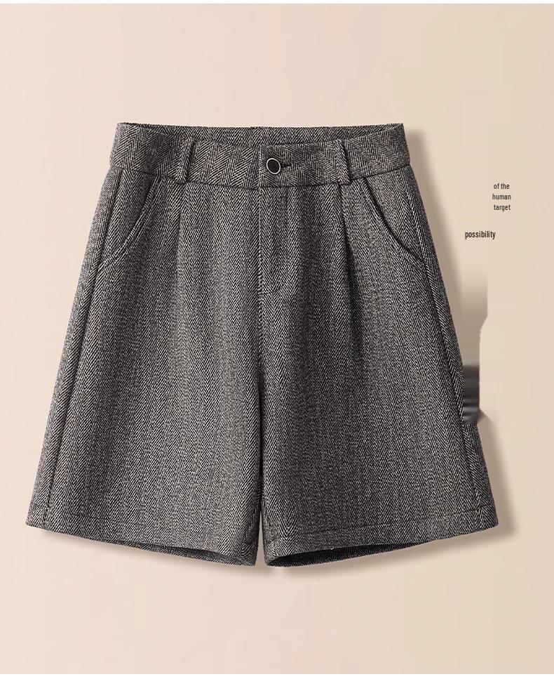 Women's High Waist Woolen A-line Shorts - 2025 Spring Collection