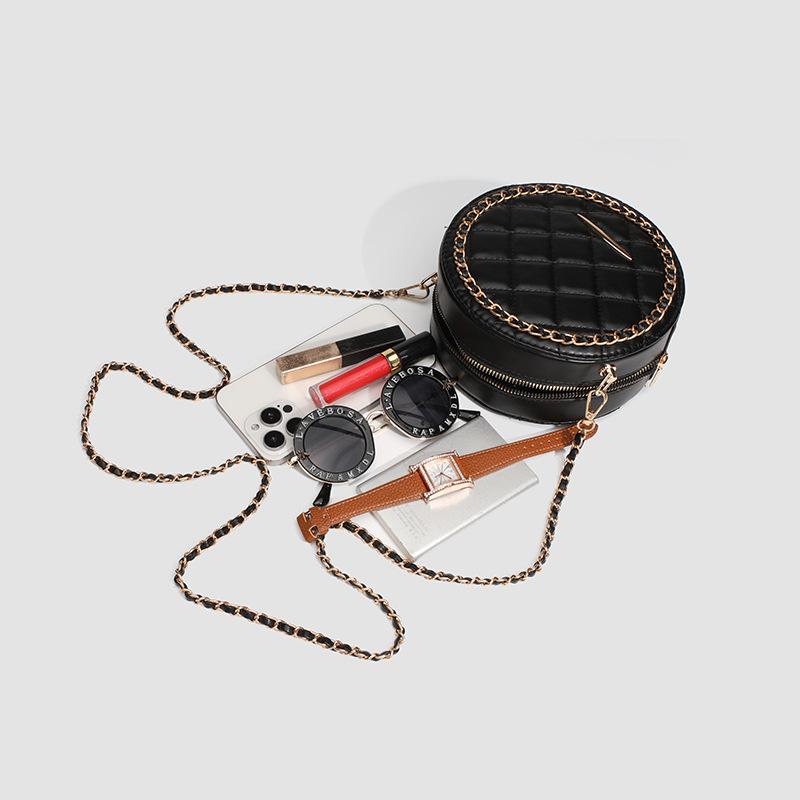 Texture Mini Bag Female Summer Bag with Fashionable Crossbody Red Envelope Diamond Lattice Chain Fashion Small Round Bag