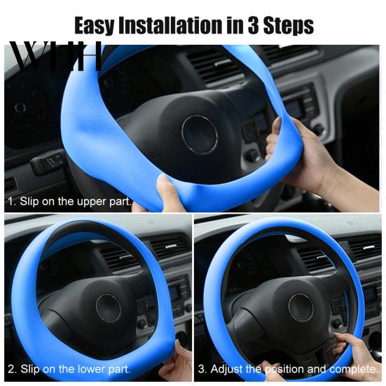 All-weather Car Steering Wheel Cover Silicone Solid Color Wear Resistant Decorative Auto Accessory Non-slip Design Simple Installation Universal