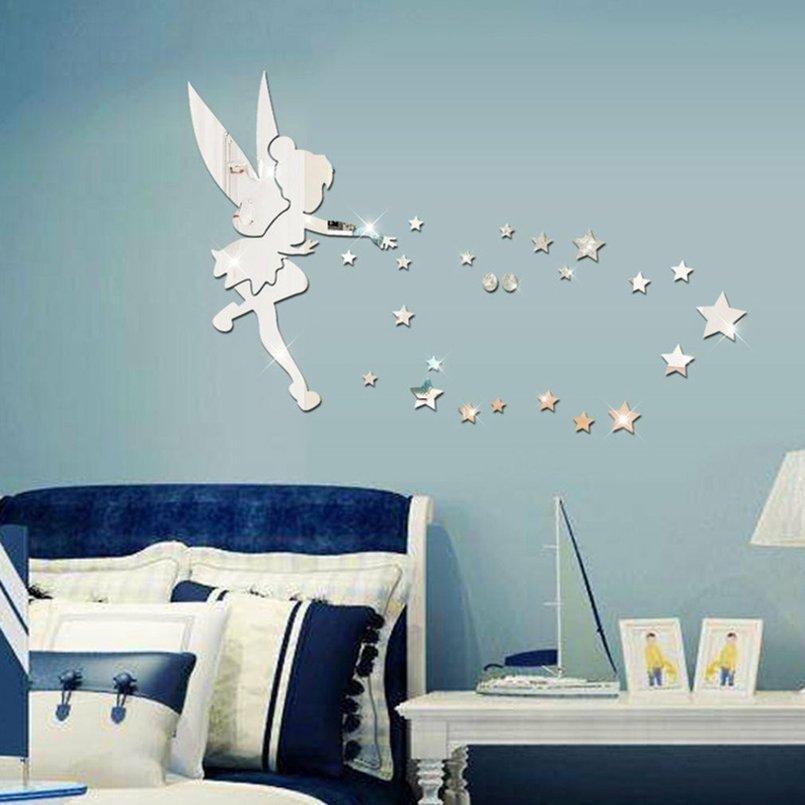3D Fairy Blowing Star Home Decorative Mirror Wall Stickers With An Adhesive CB 3D Fairy Blowing Star Home Decorative Mirror Wall Stickers With An Adhesive CB