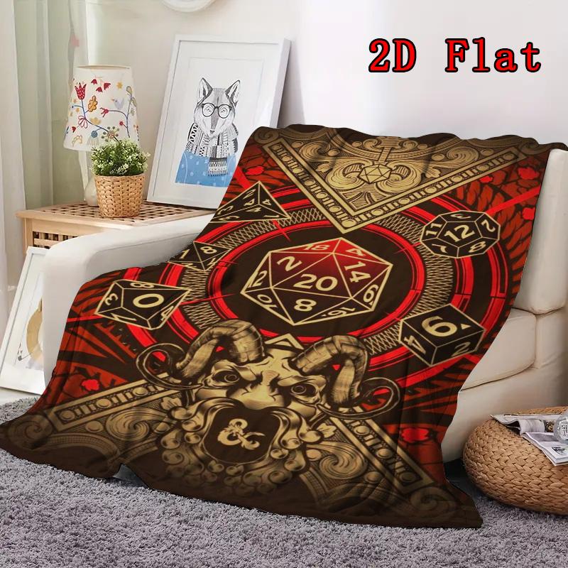 Dungeon Red Die 2D Flat Pattern Flannel Blanket High quality All Seasons Warmth and Comfort Perfect for Christmas Gifts.MMT0918170