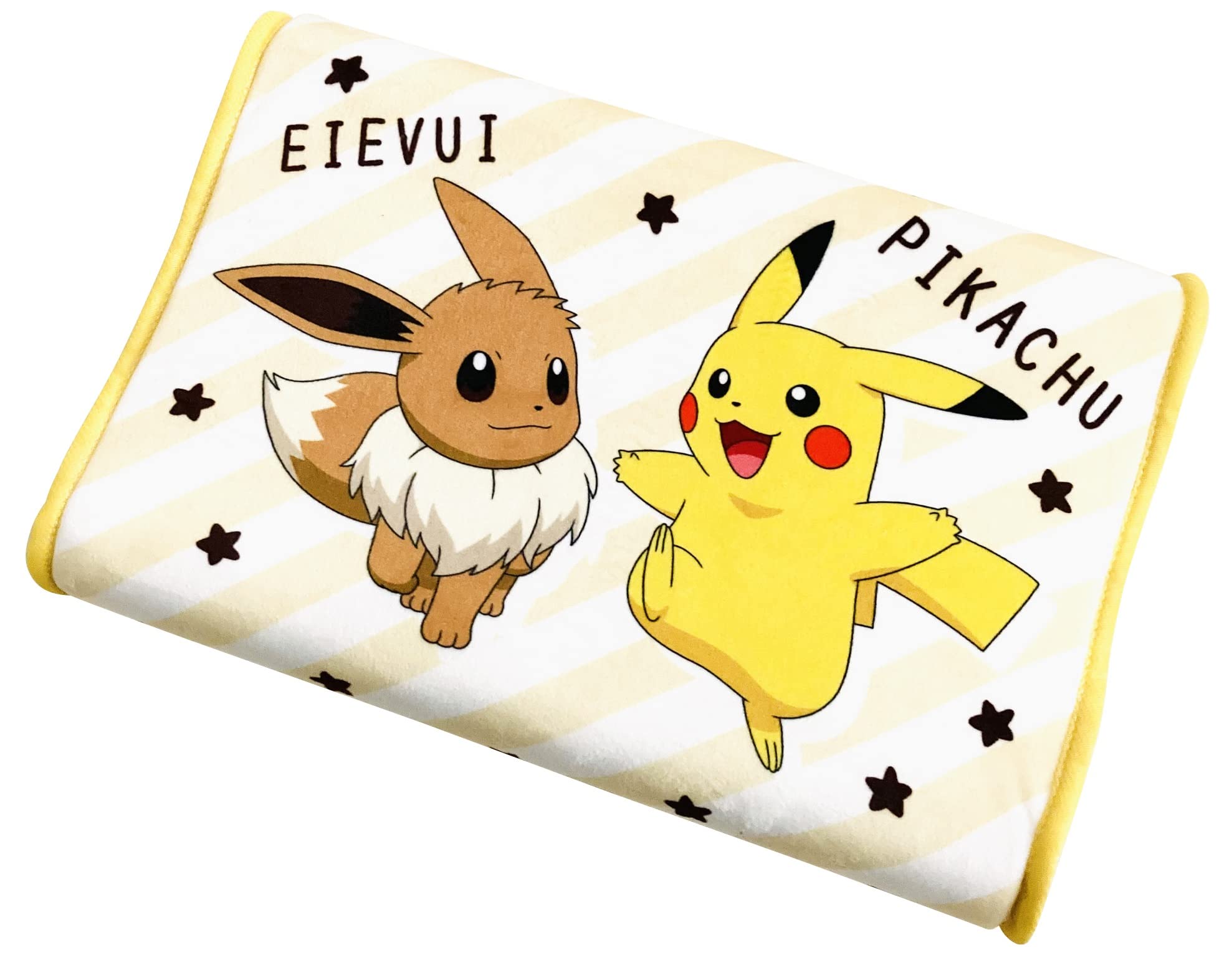 

MORIPiLO Подушка Morishita из пены с эффектом памяти Pokemon Pikachu Eevee 35x25 см Низкая моющаяся наволочка в комплекте с мягкой игрушкой Подушка с изображением персонажа Pokemon Желтая