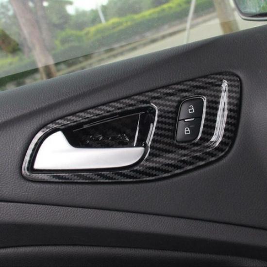 For Ford Escape Kuga 2013- Carbon Fiber Car Door Handle Bowl Cover Trim 4PCS