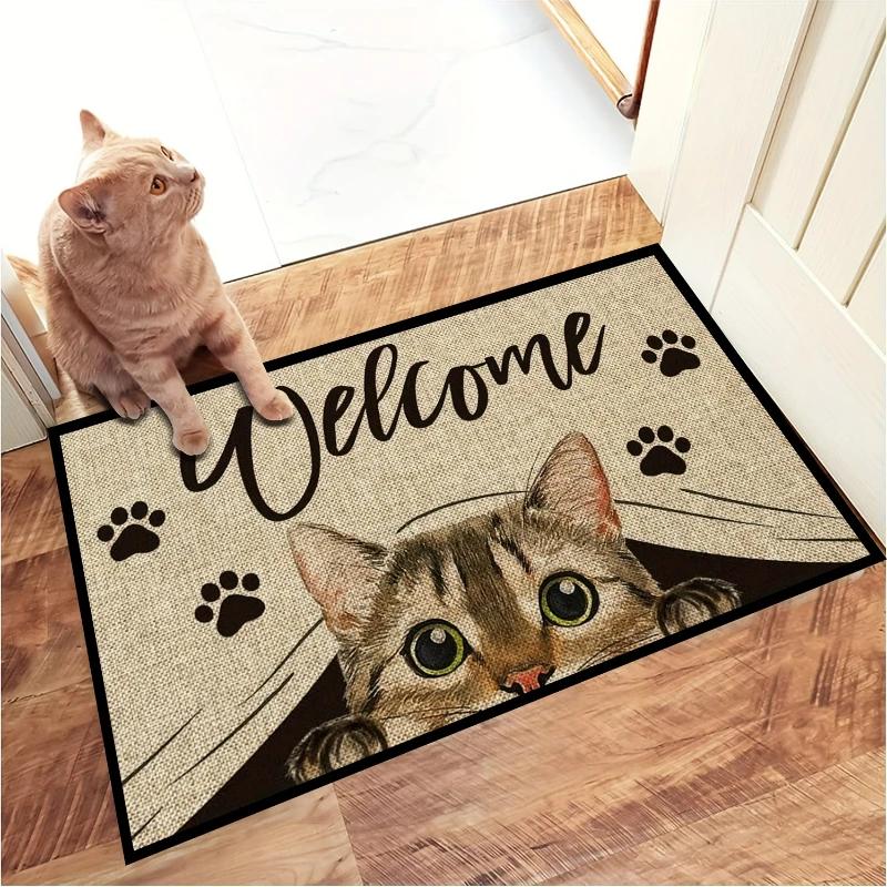 Simple Letter Print Welcome Doormat Non-Slip Living Room Bedroom Bathroom Mat 100% Polyester Paw Kitchen Rug Home Decor Carpet