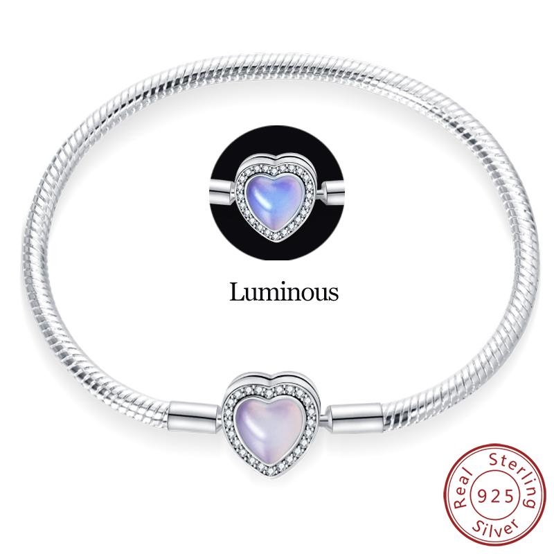 Original 925 Silver Heart Star Moon Snowflake Butterfly Bracelets 17 20CM For Women DIY Charms Jewelry Gifts