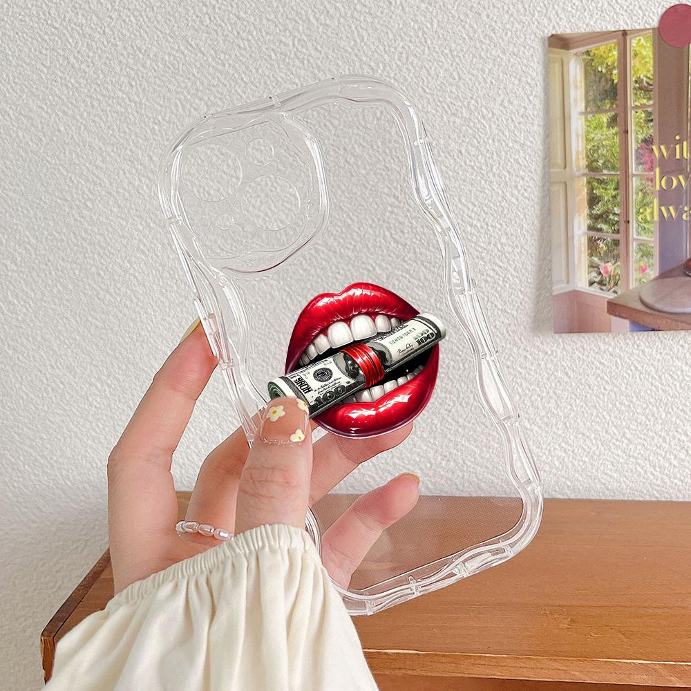 LZ21 Lips kiss design art Clear Soft Wave Phone Cases for Samsung S24 S23 Ultra S20 FE A54 A14 A52s A51 S10 Huawei Honor 90 Protection Back Cover