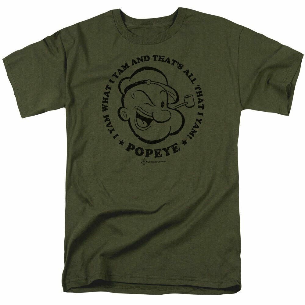 

Popeye I Yam T Shirt Mens Licensed Sailor Man IDW Comics Tee Military Green S