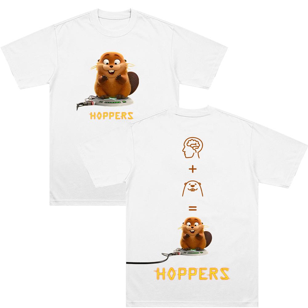 Hoppers Cartoon Print T-shirts Trendy Funny Gift Unisex Clothing Cotton Short Sleeve Anime Fashion Tees