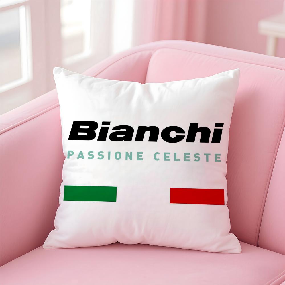 BBianchi Logo Cushion Cover Pillowcase Short Plush Invisible Zipper Room Sofa Cushion Cover