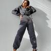 Women Autumn Winter Solid Color Hooded Bodysuit Top with Wide Leg Pants Loose Long Sleeve O Neck Hoodies Suit