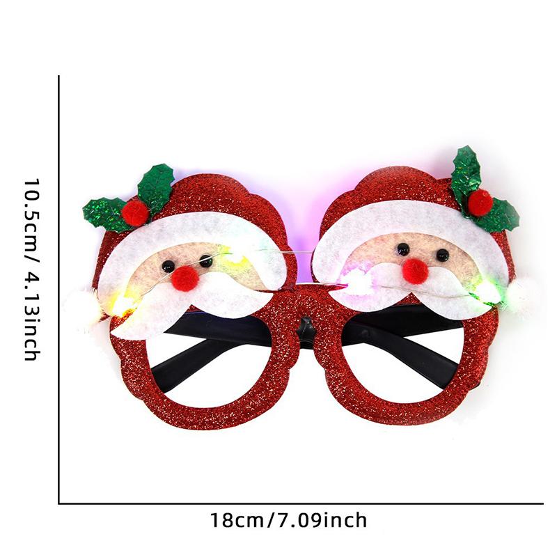 New Cartoon Cute Glowing Christmas Dress Up Glasses Christmas Led Glow Cartoon Glasses Frame Children's Toys Holiday Party Gifts