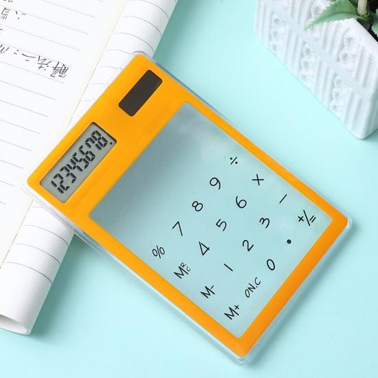 Transparent Calculator 8-Digit Display Calculator Solar Power Supply Calculator for Home School