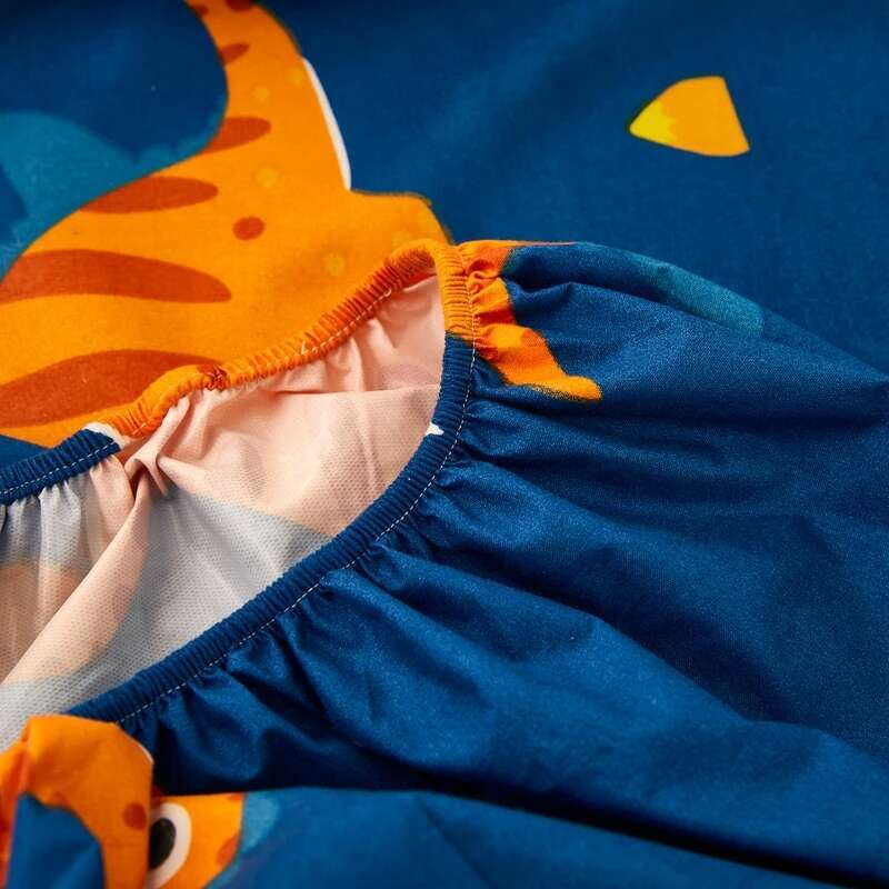 Solstice Waterproof Fitted Sheet - Cute Dinosaur Couvre Lit (Queen/King), Elastic Kids Bed Sheet (No Pillowcase)