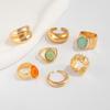 5pcs/7pcs Stackable Opening Rings Set Irregular Retro Metal Ring Chunky Smooth Rings  Daily Wear