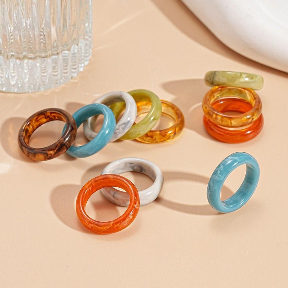 

Jewelry Accessories Solid Resin Ring Korean Style Geometric Forefinger Ring Festival кавовий