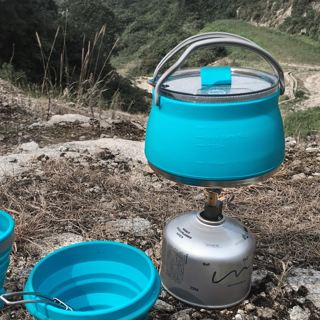 Durable Stainless Steel Collapsible Camping Kettle with Lid Portable Foldable Cook Pot for Hiking Backpacking