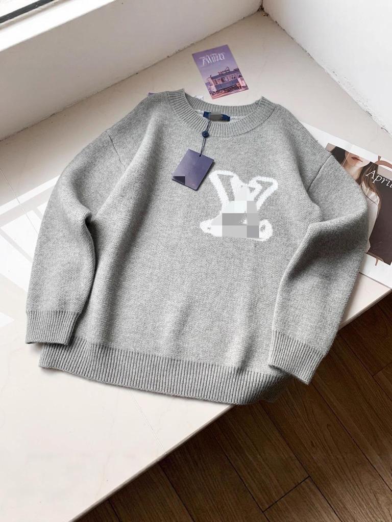 L Marke Schwerer Strickpullover mit Rundhalsausschnitt, Herbst/Winter 25SS Kollektion in Schwarz.