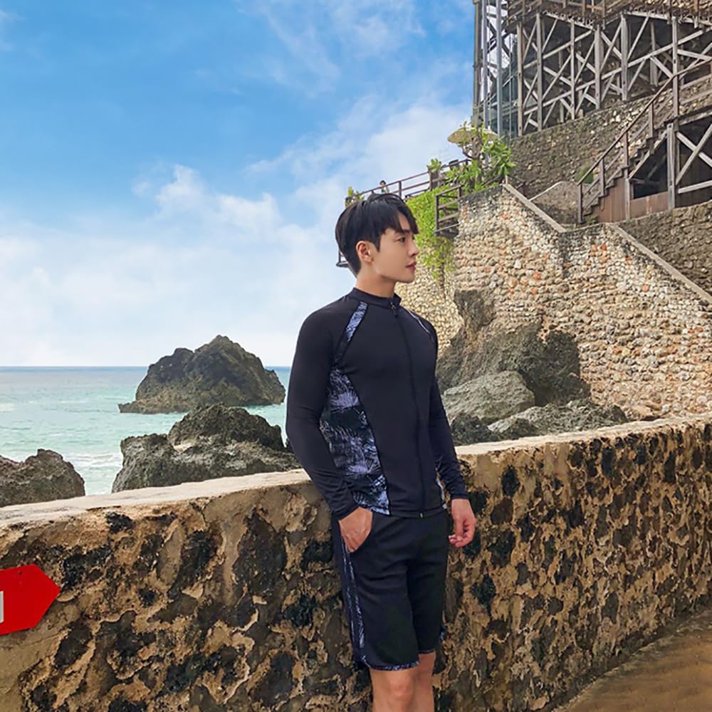 Rashguard Swimwear Long Sleeve Leggings Surf Pants Fitness Swimwear Top and Bottom Set Set Men UV Protection Large Size Amphibious Hot Spring Swimming