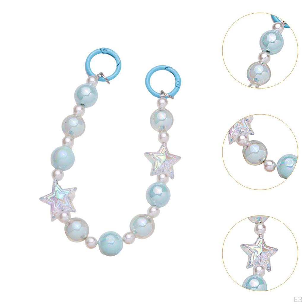 Beaded Bag Chain Charm with 2 Round Carabiners Purse Handle