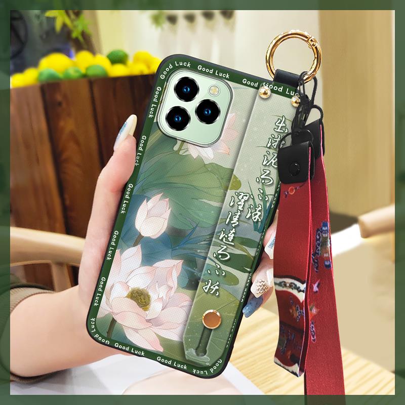 Fashion Elderly lady Phone Case For Oukitel C21 Pro Phone Holder Shockproof Anti-knock Waterproof Wrist Strap Soft case