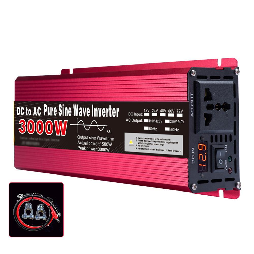 New Pure Sine Wave Inverter DC12V To AC220V 1000W 1600W 2000W 3000W Portable Power Bank Converter Car Mounted Inverter Transform