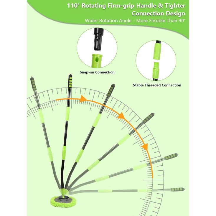 Curved Car Wash Brush Mop 47" With Long Handle Sturdy Metal Pole 3 Grip Points Washing Wand Auto Cleaning Tool Kit Scratch-Free Chenille Microfiber