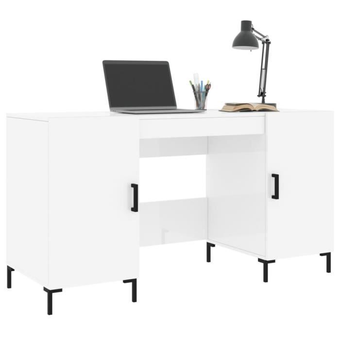 VidaXL Bureau Blanc brillant 140x50x75 cm Bois d'ingénierie 829550