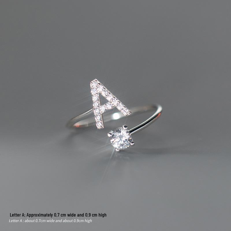 Women's Alphabet Rings: Unique Japanese and Korean Style, Plain Band, Open Design for Index Finger.