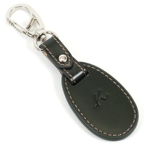 Kitamura Tanned Leather Keychain ZH0488, Dark Green with Gold Stitching [Green] 32441