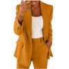 Damen Revers Langarm Blazer Hose 2-teiliges Outfit Elastische Taille Einfarbig Business Casual Anzug Set