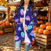 Damen Trendy Halloween-Print Langarm-Strickjacke Pullover für Lässige Herbstmode