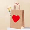 Krafts Paper Bags Red Heart Design Eco-Friendly Gift Bags with Heart Tags And Hemp Rope Gift Packaging for Weddings Birthdays Mother's Day Party