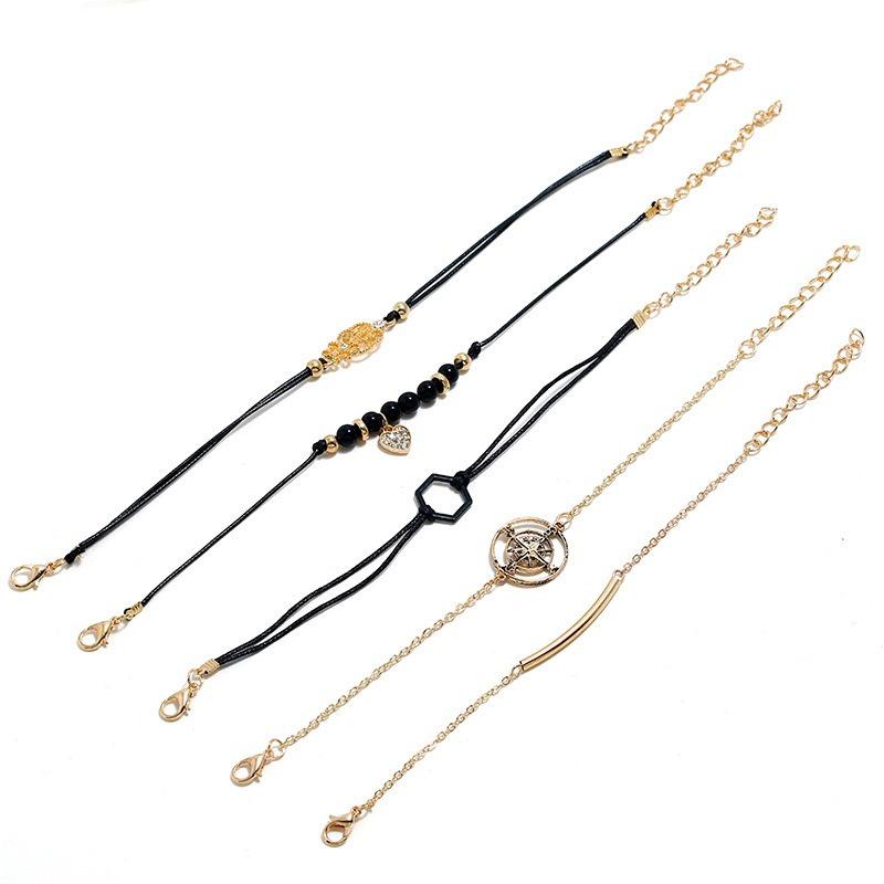 Trendy European & American Multilayer Compass Bracelet Set with Watch