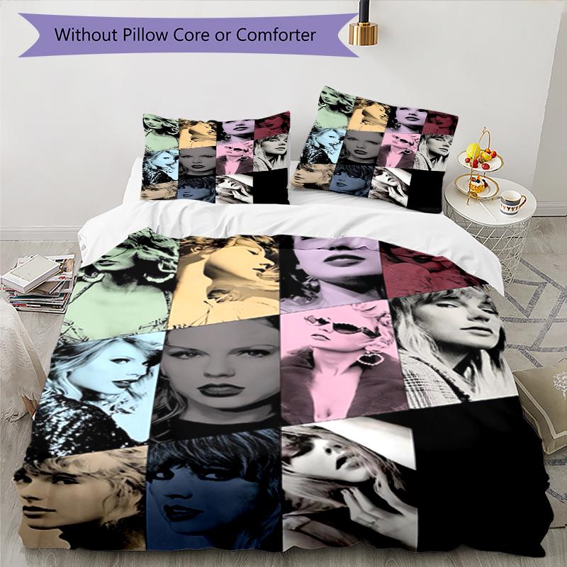 3pcs Taylor Swift Bedding Set Duvet Cover Closure Includes 1 Duvet Cover & 2 Pillowcases, Soft and Comfortable for All Seasons.