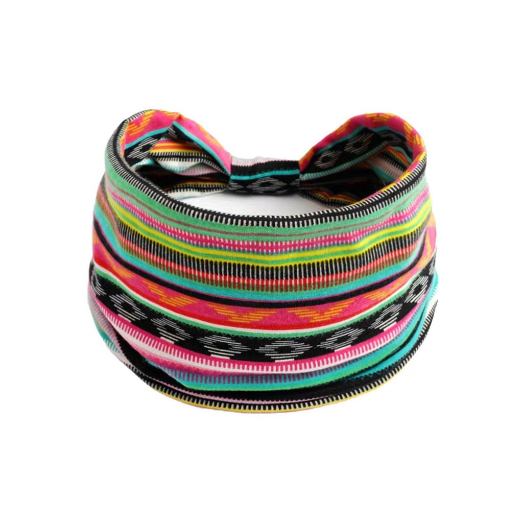 Women's Bohemian Cashew Yoga Headband - Sweat-Absorbing, Elastic Cotton Hair Accessory