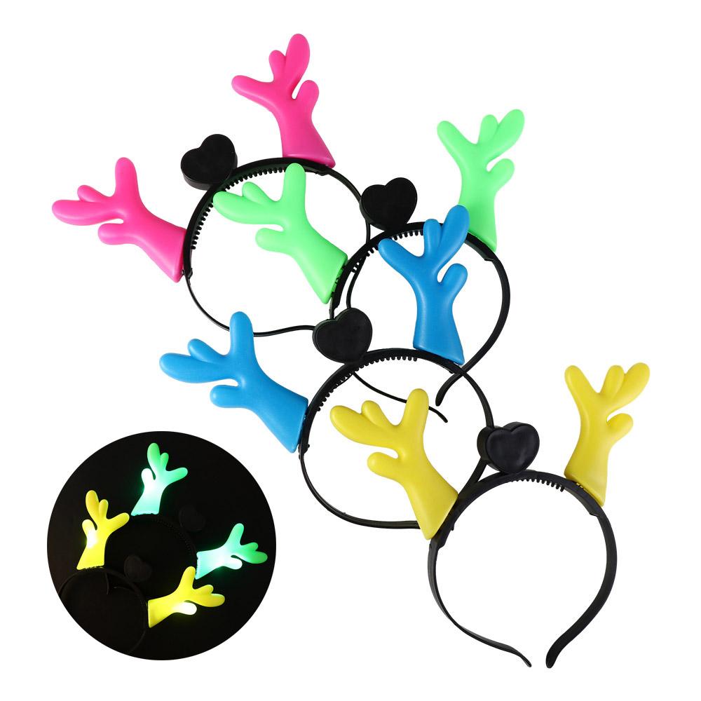 

LED Light Elk Horn Hair Hoop Luminous Christmas Headdress Sweet New Year Hair Bands Birthday