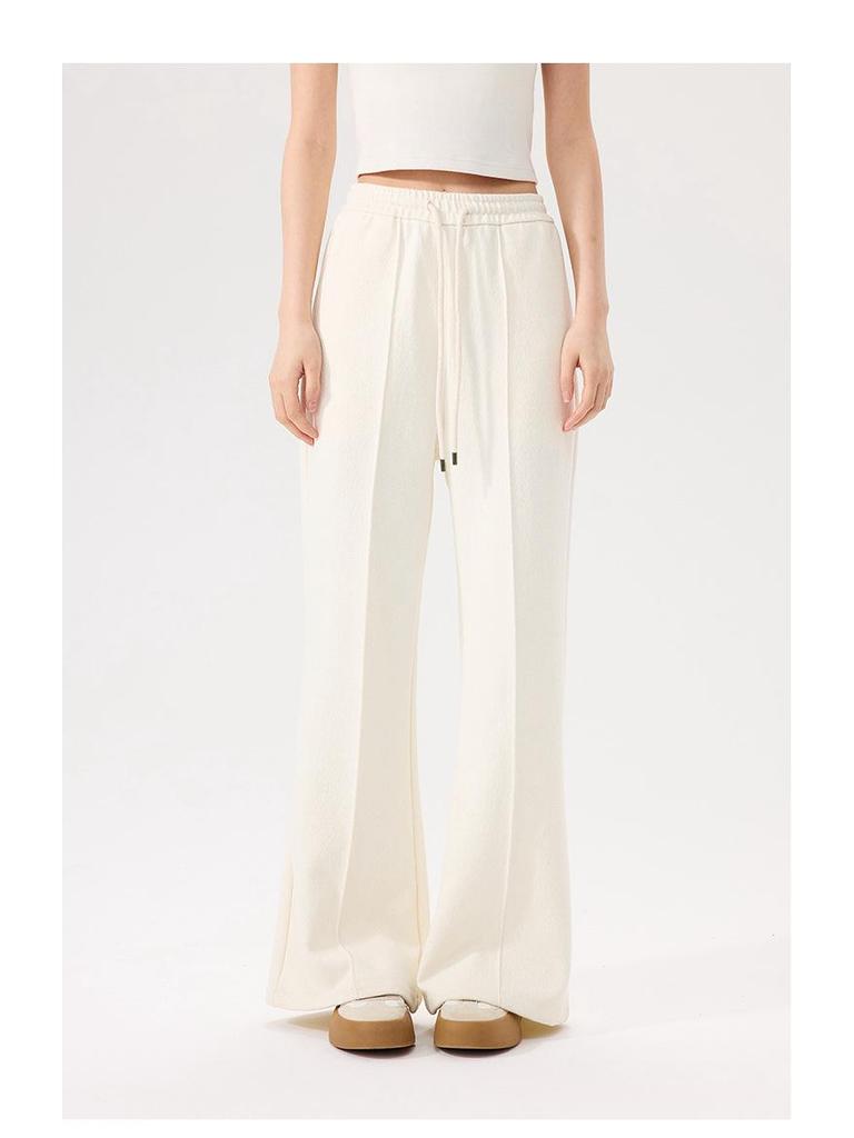 Damen Woll Schlaghose - Lässige Herbst/Winter Hose mit Knistermuster, Modisches und Schlankmachendes Design