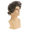 Mens Short Curly Wig Brown Gray Blend Fashionable Daily Wear