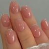 Pink Glitter French Style Press-on Ballet Nails, 24 Pieces