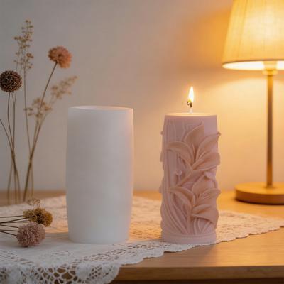 Flower Cylinder Candle Molds Sunflower/Lavender/Lily Flower Pillar Candle Mold 3D Silicone Resin Casting Mold for Soap Candle Making Gypsum Craft