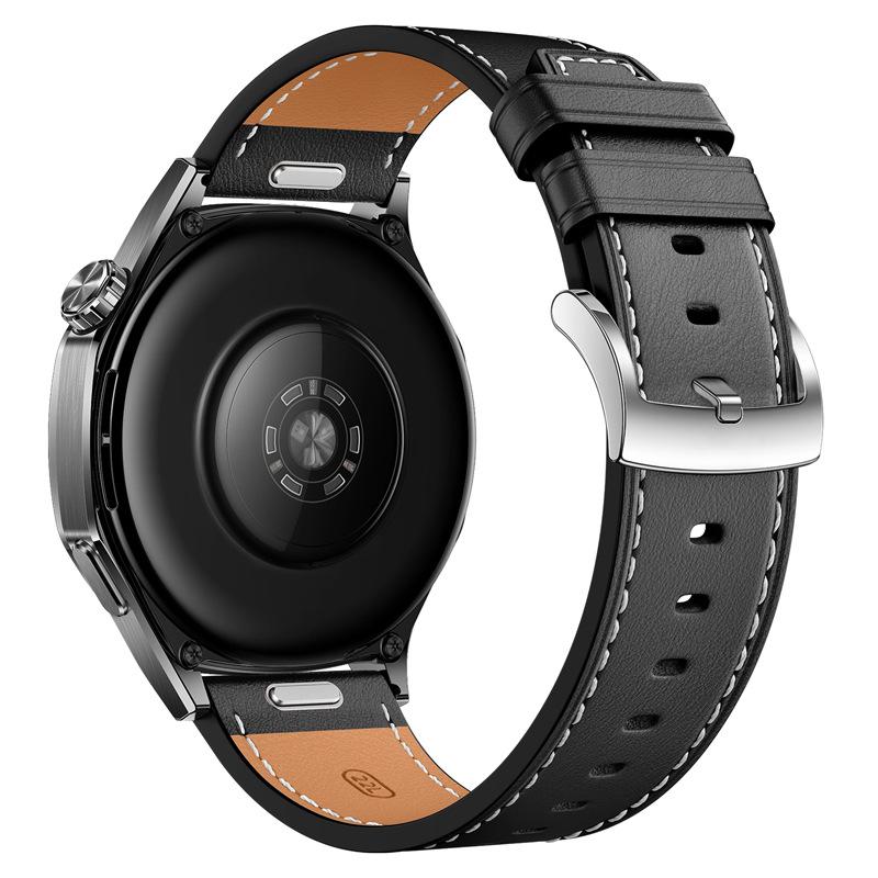 

22 мм универсальный кожаный ремешок для Huawei Watch GT5/GT5 Pro/GT4 46 мм мужской женский классический аксессуар с пряжкой для Huawei GT5/GT4/GT3 деловой кожаный ремешок GT5 Pro 46mm Button style чёрный