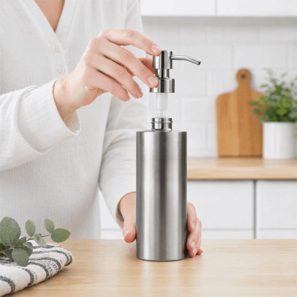 304 Stainless Steel Soap Dispenser Pump Head Silver Bottle Pump Replacement Pump Head Bathroom