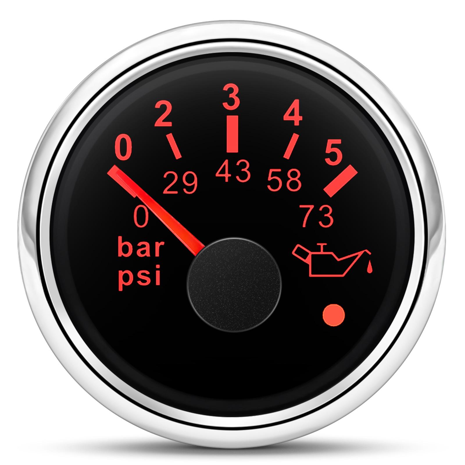 НОВЫЙ 52-мм манометр давления масла 0-5 бар 0-73 PSI 0-10 бар 0-145 PSI для морского транспорта и автомобилей с красной подсветкой 12 В 24 В BS 0-5Bar