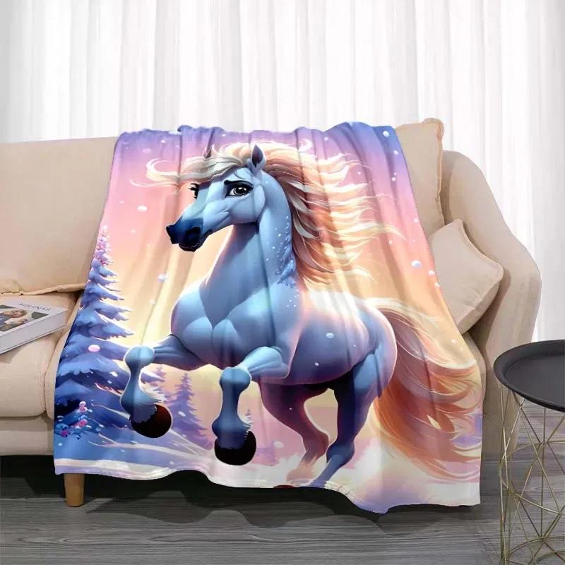 3D Tier Pferdemuster Heimdecke Einhornmuster Schlafzimmer Wohnzimmer Dekoration Picknickdecken für Kinderzimmer Bett Geschenk