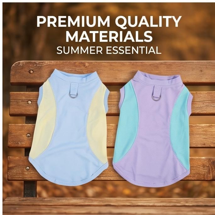 Thin Breathable Color-Block Dog Summer Vest, Cooling Anti-Heat Pet Clothes for Small to Medium Dogs, Ideal for Daily Indoor and Outdoor Wear