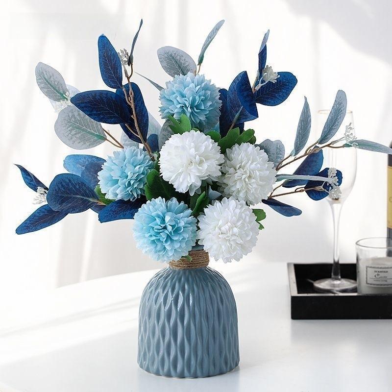 Artificial Faux Hydrangea Flowers With Vase For Garden Party Wedding Decoration
