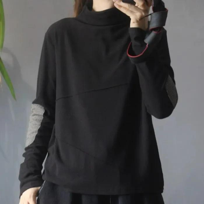 

Женская осенне-зимняя повседневная рубашка с полувысоким воротом и двусторонним бархатным верхом и свободным низом для верхней одежды 3XL чёрный