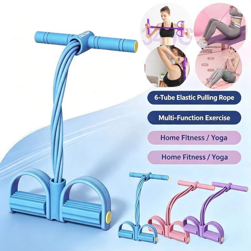 6 Tubes Pedal Resistance Band Elastic Pull Rope Sit Up Expander Fitness Equipment For Abdomen Waist Leg Arm Yoga Home Gym 3