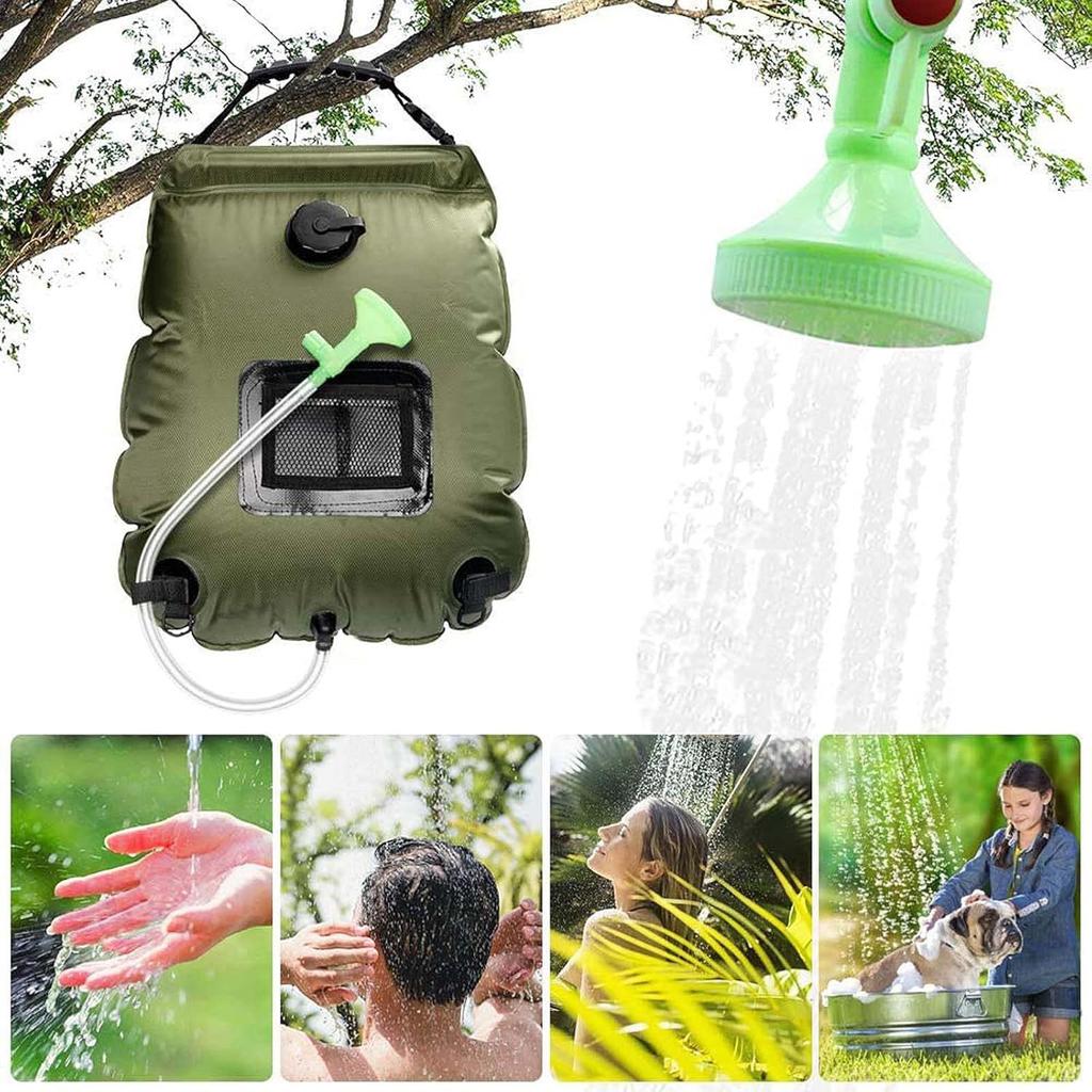 Outdoor Portable Shower Bag 20L Solar Heated Camping Shower Bag Removable Bath Water Storage Bag