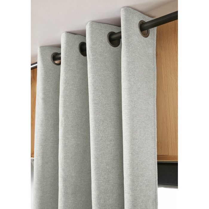 Lot de 2 rideaux occultants phoniques et thermiques doublés polaire "Bjorn" 100% opaque Le fil d'Ariane - Bjorn Eucalyptus - 2 Panne